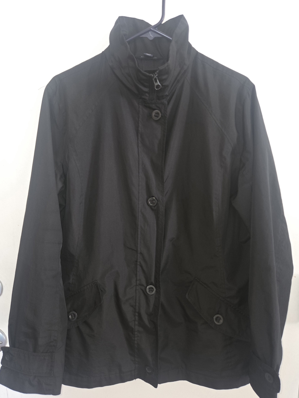 Lands' End Black Utility Button-Front Zippered Jacket- Size L